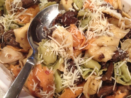 Olas & Chanclas | Roasted Marinated Mushrooms with Tortellini Pasta